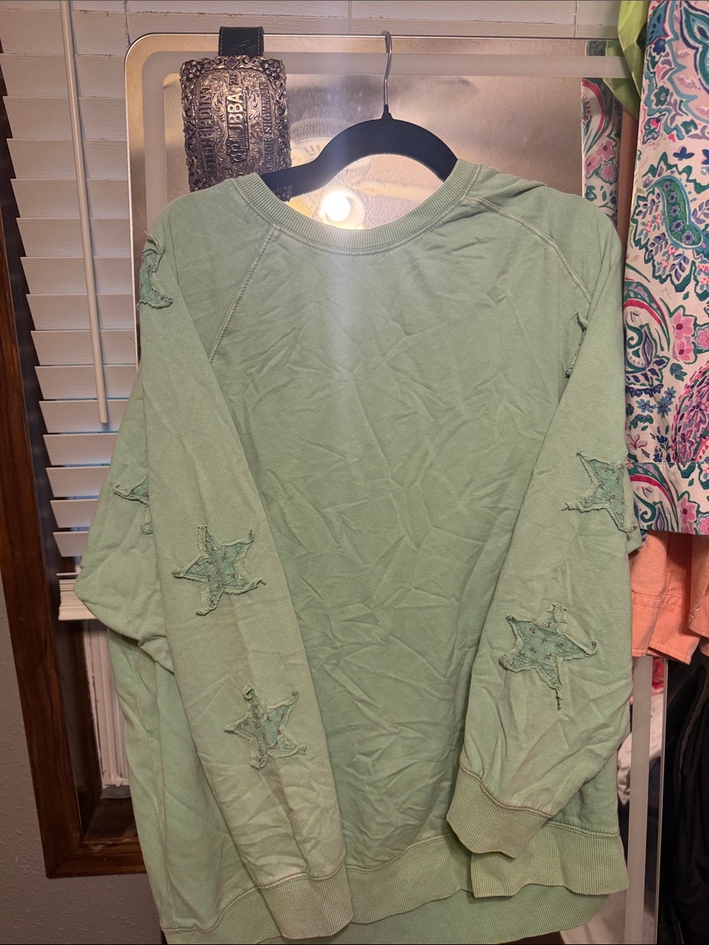 easel Mint Green Star-Appliqué Crewneck Sweatshirt